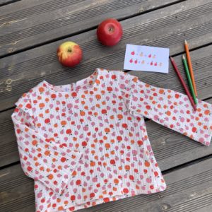 blouse en triple gaze imprimé pomme- Aline Creations
